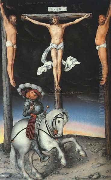 The Crucifixion with the Converted Centurion 1536 Oil Painting by Lucas The Elder Cranach