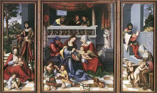 Altar Of The Holy Family (Torgau Altar) Oil Painting by Lucas The Elder Cranach