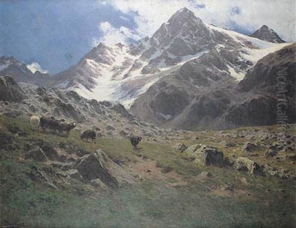 Pejzaz Alpejski, Widok Na Szczyt Grieskogel Oil Painting by Georg Engelhardt