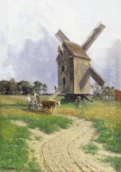 Windmill Oil Painting by Georg Hermann Engelhardt