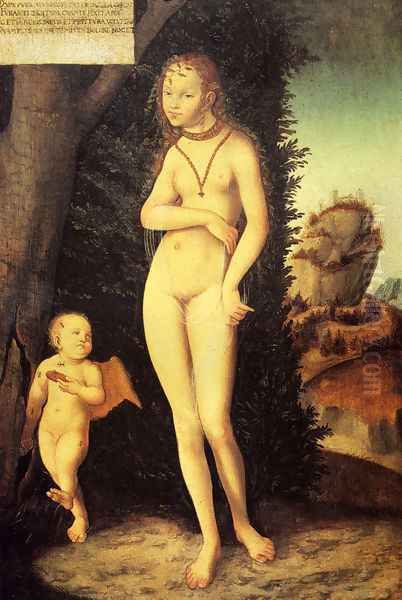 Venus With Cupid The Honey Thief Oil Painting by Lucas The Elder Cranach