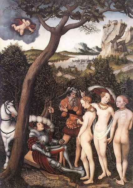 The Judgment of Paris c. 1528 Oil Painting by Lucas The Elder Cranach