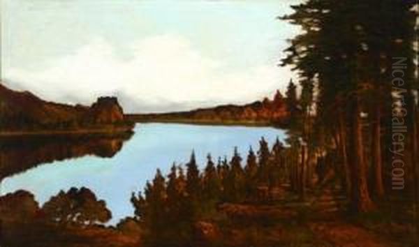 River Landscape, Autumn Oil Painting by John Joseph Englehardt