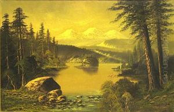 A View Of Three Sisters, Oregon Oil Painting by John Joseph Englehardt