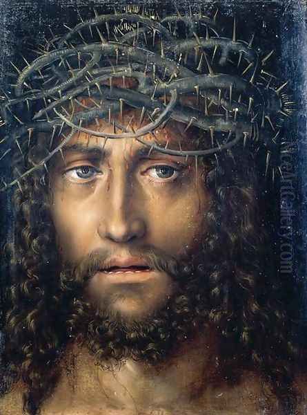 Head of Christ Crowned with Thorns c. 1510 Oil Painting by Lucas The Elder Cranach