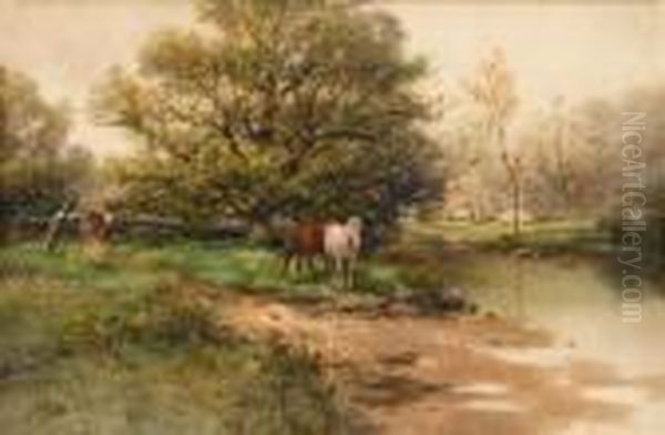 Farm Houses By A River Oil Painting by Frank F. English