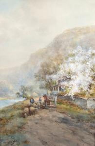 Spring Landscapewith Horse Cart Oil Painting by Frank F. English