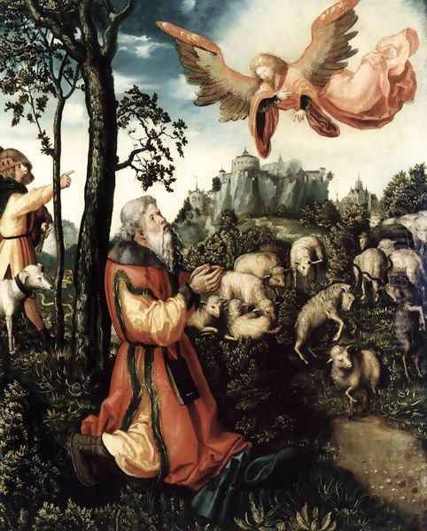 The Annunciation to Joachim 1516-18 Oil Painting by Lucas The Elder Cranach