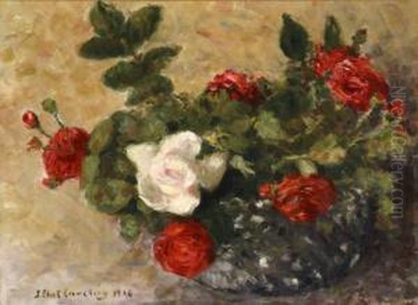 Still Life Of Roses Oil Painting by Joseph Eliot Enneking