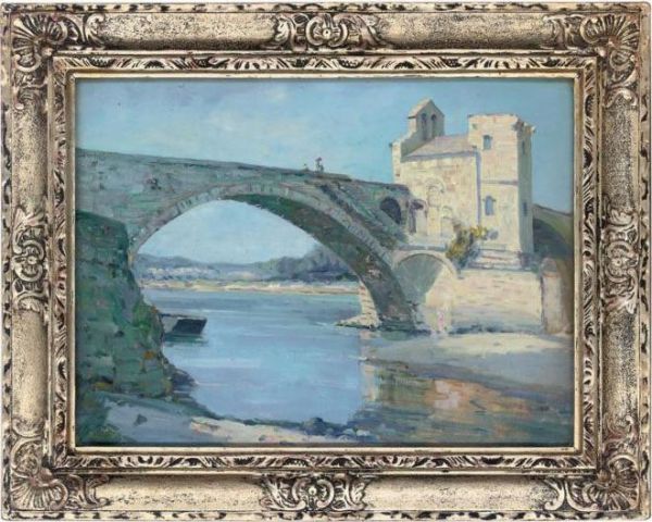 Pont St-benezet, Avignon Oil Painting by Augustus William Enness