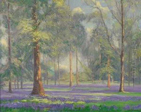 Bluebells, Kew Gardens Oil Painting by Augustus William Enness