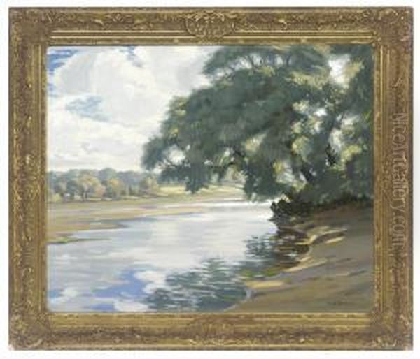 Sunshine And Shade On The River Test Oil Painting by Augustus William Enness