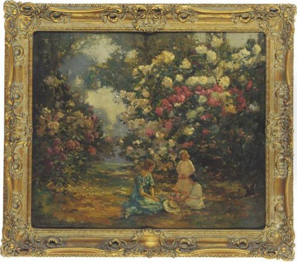 Gathering Flowers Oil Painting by Augustus William Enness