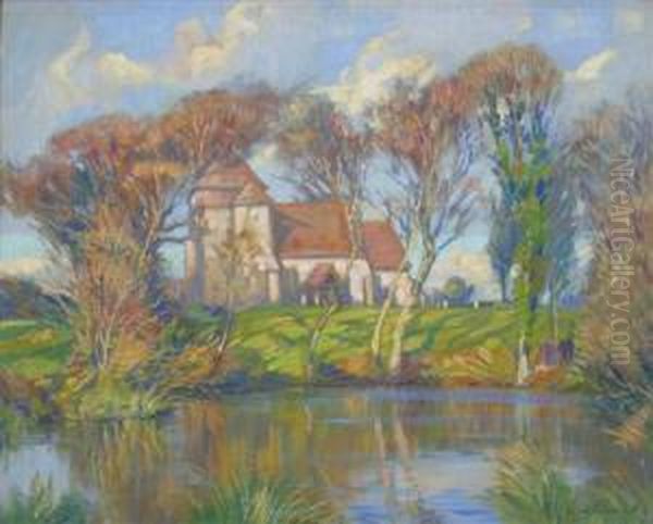 A Parish Church On A Clear Day Oil Painting by Augustus William Enness