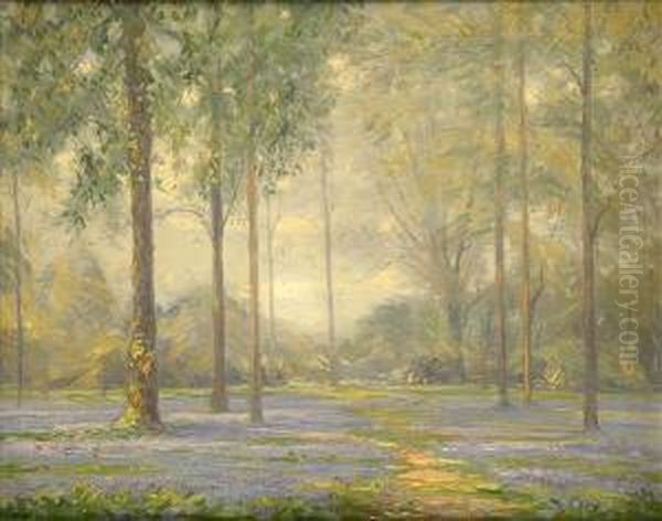 Kewgardens, A Bluebell Walk Oil Painting by Augustus William Enness