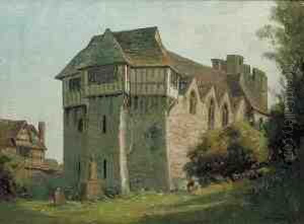 Stokesay Castle, England Oil Painting by Augustus William Enness