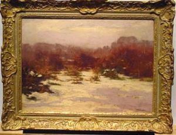 A Winter Clearing Oil Painting by Augustus William Enness