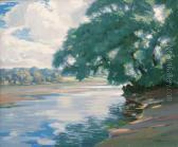 Sunshine And Shade On The River Test Oil Painting by Augustus William Enness