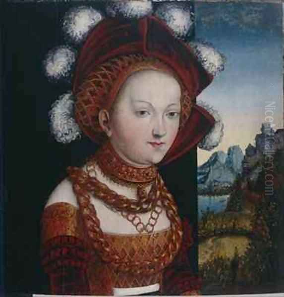 A Young Lady Dressed in Princely Clothes Oil Painting by Lucas The Elder Cranach