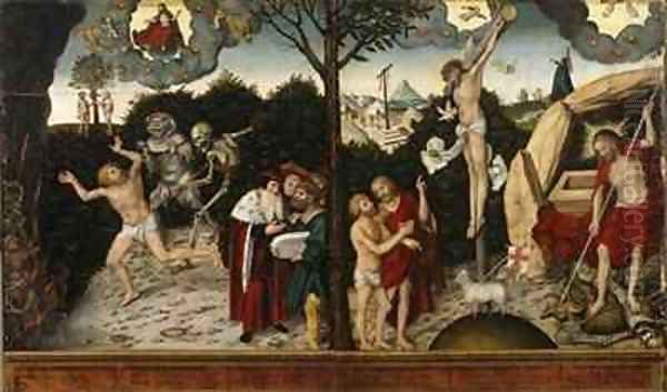 Allegory of the Law and the Gospel Oil Painting by Lucas The Elder Cranach