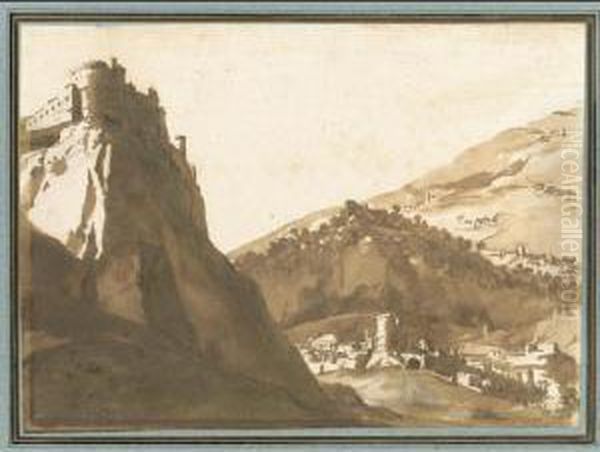 Hilly Landscape With A Fortified Town In The Foreground Oil Painting by Johannes Episcopius