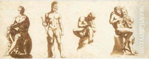 Four Studies After Classical Sculptures Oil Painting by Johannes Episcopius