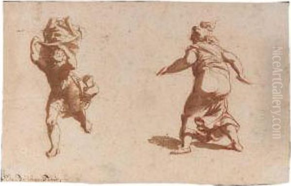 Two Figure Studies, After The Antique Oil Painting by Johannes Episcopius