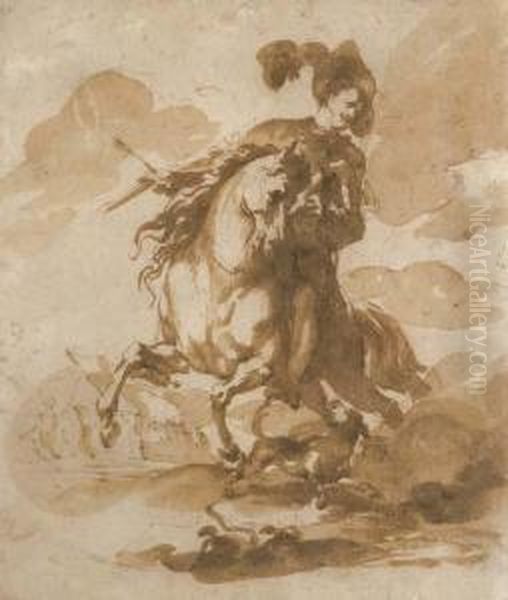 A General On Horseback Before A Column Of Infantry Oil Painting by Johannes Episcopius