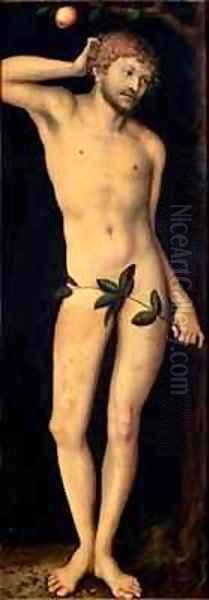 Adam 2 Oil Painting by Lucas The Elder Cranach