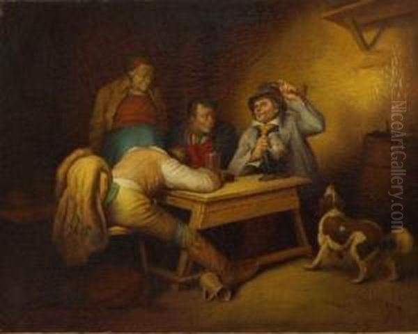 Wirtshausszene Mit Wirt Und Drei Zechern Oil Painting by Rudolf Epp