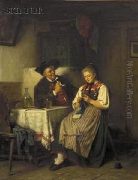 At Home Oil Painting by Rudolf Epp