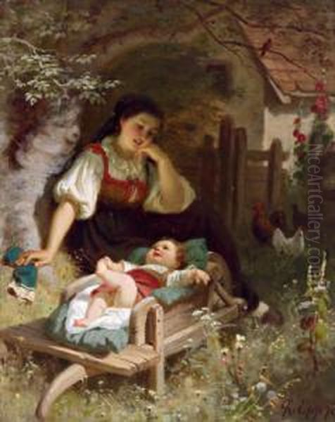 Sonno Ben Sorvegliato Oil Painting by Rudolf Epp