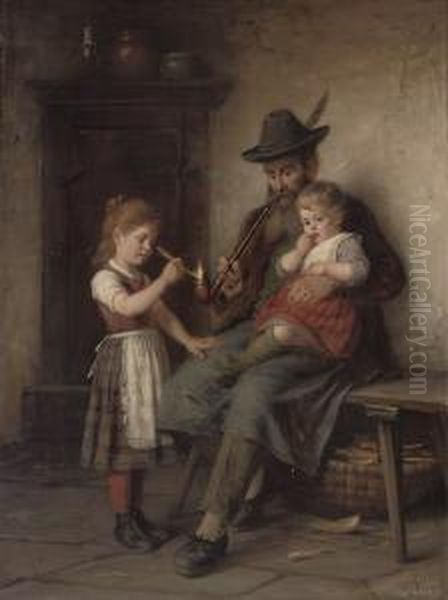 A Good Smoke Oil Painting by Rudolf Epp