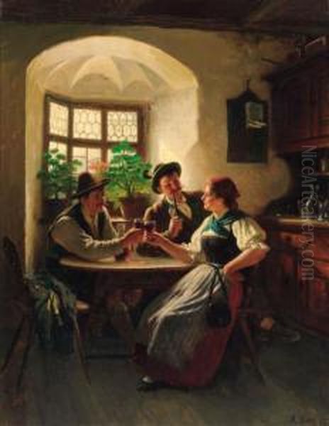 The Toast Oil Painting by Rudolf Epp