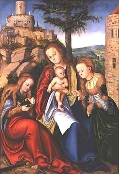 Madonna and Child with St Catherine of Alexandria and St Barbara Oil Painting by Lucas The Elder Cranach