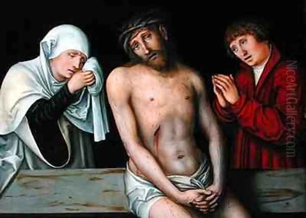 Christ as the Man of Sorrows with the Virgin and St John Oil Painting by Lucas The Elder Cranach