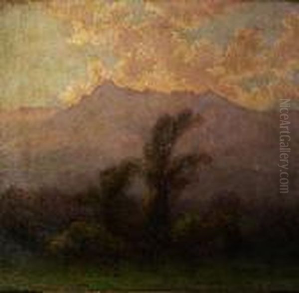 Paesaggio Montano Con Albero In Primo Piano Oil Painting by Carlo Erba