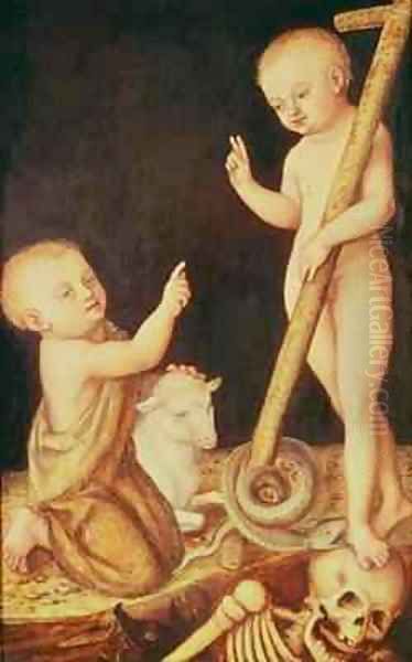 The Infant Christ Triumphing over Death and the Infant St John the Baptist Oil Painting by Lucas The Elder Cranach