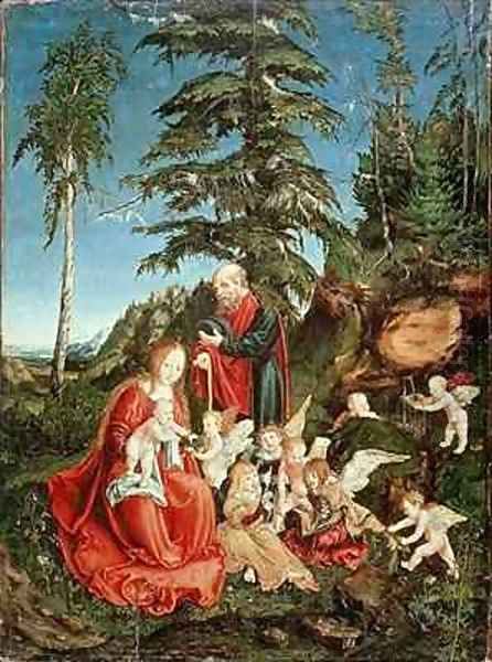 Rest on the Flight into Egypt Oil Painting by Lucas The Elder Cranach