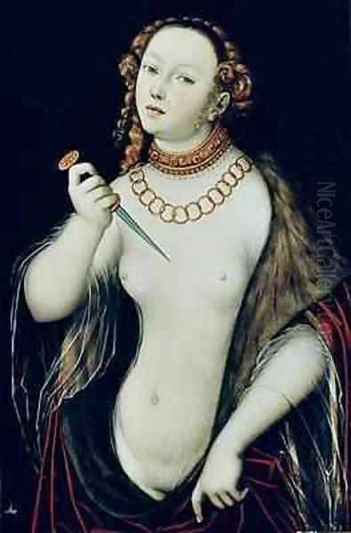 The Suicide of Lucretia 2 Oil Painting by Lucas The Elder Cranach