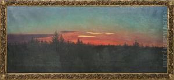 Skymmningslandskap Oil Painting by Elias Erdtman