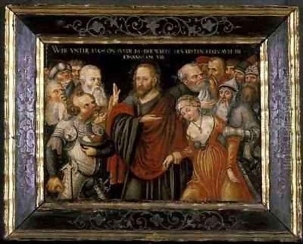 Christ and the Adultress Oil Painting by Lucas The Elder Cranach