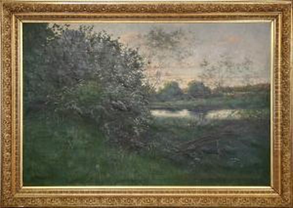 Gronskande Sommarlandskap, Signerad E.erdtman Oil Painting by Elias Erdtman