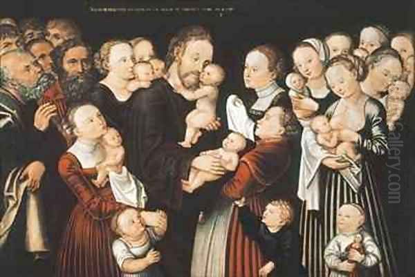 Jesus and the Children Oil Painting by Lucas The Elder Cranach