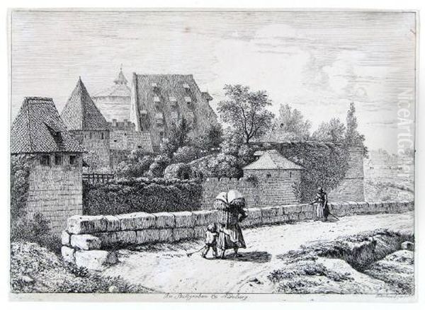 Am Stadtgraben Zu Nurnberg Oil Painting by Johann Christoph Erhard