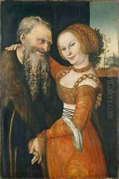 Dissimilar Couple Oil Painting by Lucas The Elder Cranach