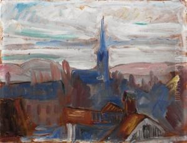 Kirken. Lillehammer 1932 1932 Oil Painting by Thorvald Erichsen