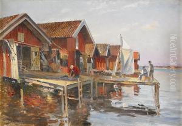 Fiskelage - Bohuslan Oil Painting by Johan Erik Ericson