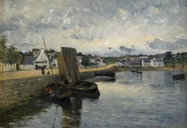 Stad Vid Vatten - Motiv Fran Concarneau Oil Painting by Johan Erik Ericson