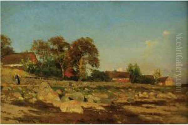 Village In Autumn Oil Painting by Johan Erik Ericson